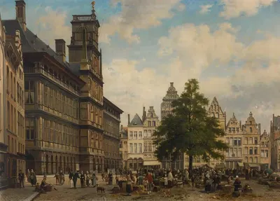 Большой рынок с деревом свободы в 1875 by Жан Мишель Рютен, 1875 — digital art print download