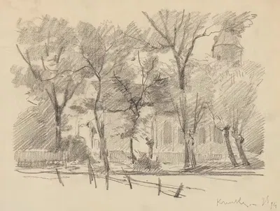 Парк и церковь Синт Маргарита в Нокке (Кнокке) by Жан-Франсуа Таелеманс, 1894 — digital art print download