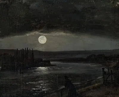 Лунный свет над Брульской террасой, Дрезден by Иоганн Кристиан Даль, 1825 — digital art print download