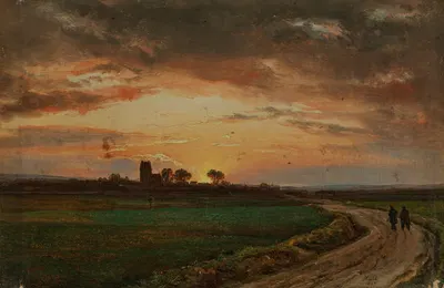 Пейзаж у Липпе на закате by Иоганн Кристиан Даль, 1827 — digital art print download