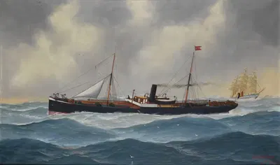 Пароход 'Бен Макдуи' на бурном море by Джон-Генри Морхманн, 1898 — digital art print download