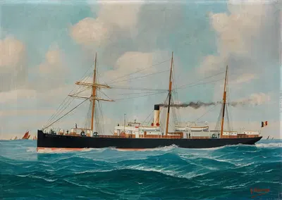 Пароход с парусным приводом "Де Рюйтер by Джон-Генри Морхманн, 1894 — digital art print download