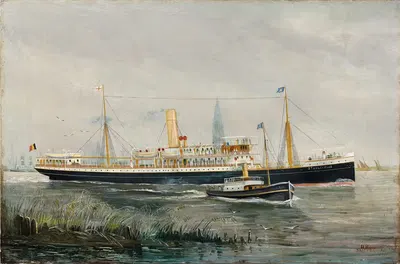 Пароход 'Станливиль' у рейда Антверпена by Джон-Генри Морхманн, 1900 — digital art print download