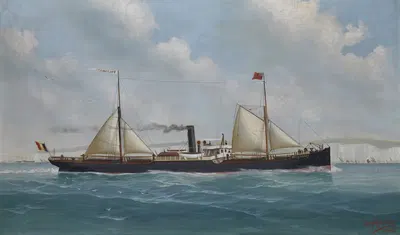 Пароход с вспомогательным парусом 'Паломарес' by Джон-Генри Морхманн, 1902 — digital art print download