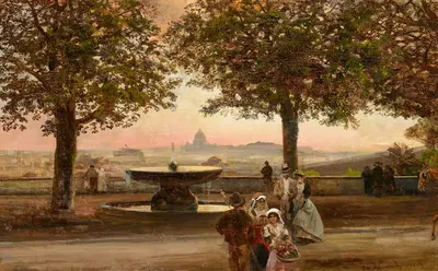 Вид на Рим с виллы Медичи by Освальд Ахенбах, 1893 — digital art print download