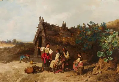 Gast bei einer ungarische Bauernfamilie by Paul Böhm — digital art print download