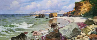 Breaking waves near the Amalfi coast by Paul Von Spaun, 1910 — digital art print download