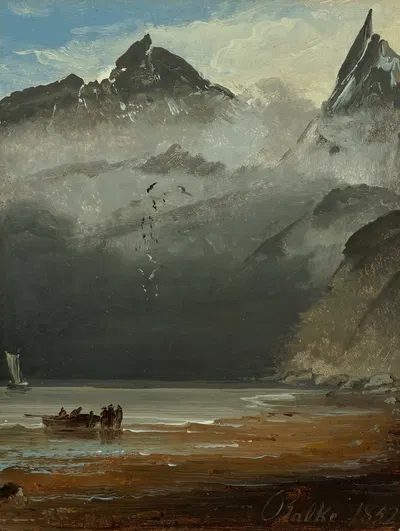 Прибрежный пейзаж by Педер Бальке, 1852 — digital art print download
