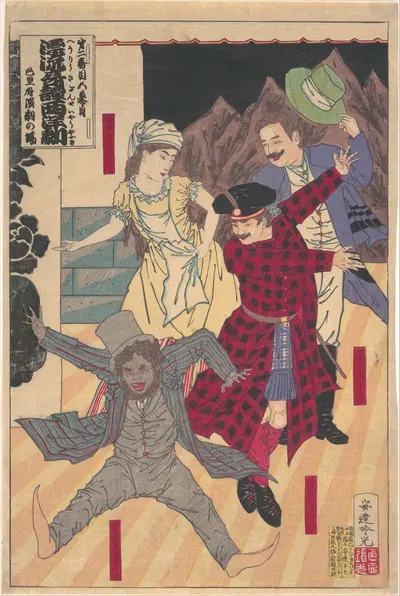 'Act II, Scene 5; At the Opera in Paris,' from the series The Strange Tale of the Castaways; A Western Kabuki by Adachi…