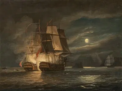 Французский '74 Геркулес, сдающийся H.M.S. Mars у Бреста, 21 апреля 1798 by Томас Луни, 1834 — digital art print download