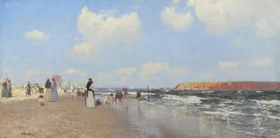 Променад на пляже Хельголанда by Уолтер Лейстиков, 1892 — digital art print download
