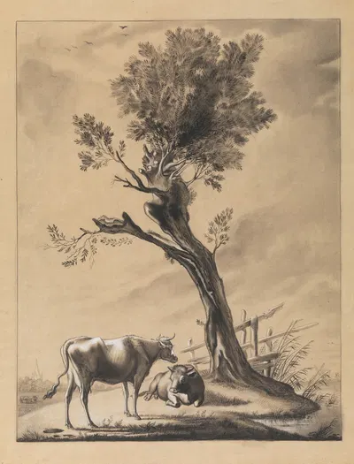 Cows in a landscape by Albert Voituron — digital art print download