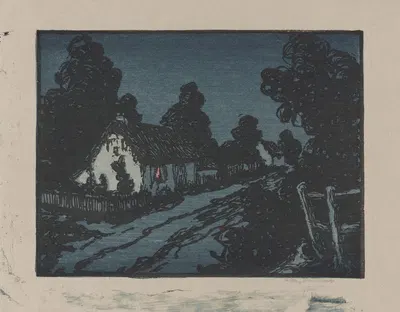 Деревенская улица ночью by Эндрю Кэй Уомрат, c. 1920 — digital art print download