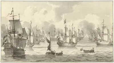 Морской пейзаж с военным флотом by Кристиаан Йоси, 1821 — digital art print download