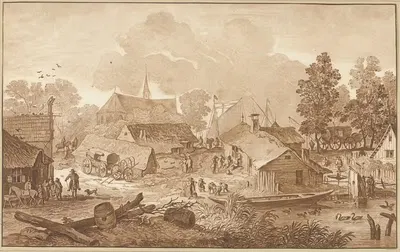 Вид на деревню с прудом by Корнелис Плос ван Амстел, 1782 — digital art print download