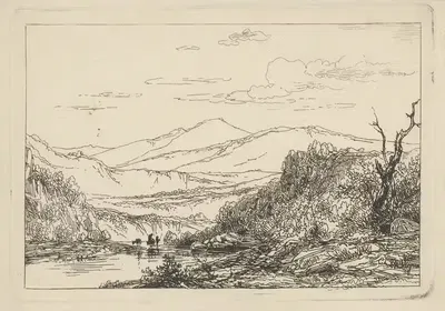 Горный пейзаж с переходным местом by Эдуар Де Винь, 1818-1866 — digital art print download