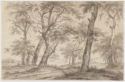 Пейзаж с деревьями рядом с Хиллегомом by Эгберт ван Дриелст, c. 1800 — digital art print download