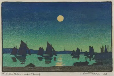 Порт при лунном свете by Элизабета Кристи Остин Браун, c. 1910 — digital art print download