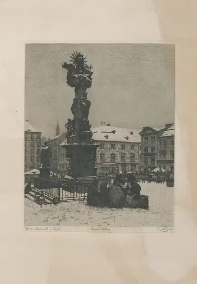 Брно; Краутмаркт в снегу by Эмиль Сингер, 1910 — digital art print download