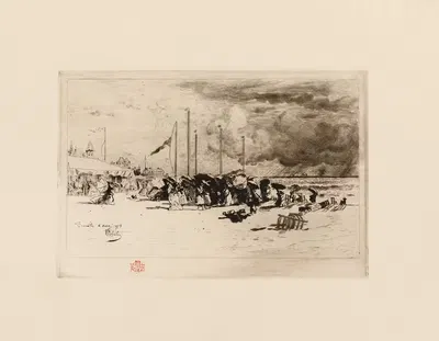 Шторм в Трувиле by Феликс Илер Бюо, 1874 — digital art print download