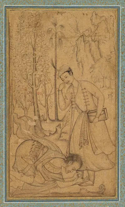 Святой человек, преклоняющийся перед учёным принцем by Басавана, c. 1585 — digital art print download