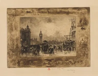 Мост Вестминстер или Часовая башня Вестминстера by Феликс Илер Бюо, 1884 — digital art print download