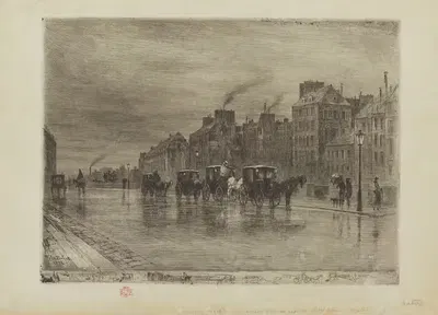 Зимнее утро на набережной Hôtel Dieu [больницы] by Феликс Илер Бюо, 1876 — digital art print download