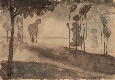 Landscape. Trees in Fog by Олоф Сагер-Нельсон, 1893 — digital art print download