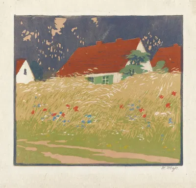 Bungalow with Flowers by Helene Mass, c. 1920 — digital art print download