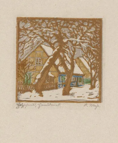 Фермерский дом в снегу by Элен Мас, c. 1920 — digital art print download
