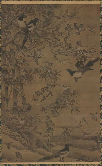 A Hundred Birds and the Three Friends by Bian Wenjin, 1400–1425 — digital art print download