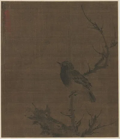 Sleeping Bird on a Prunus Branch by Bian Wenjin — digital art print download