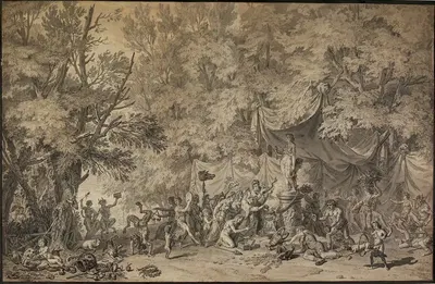 Bacchanal with a Statue of Ceres by Paul Grégoire, 1794 — digital art print download