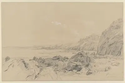 Побережье у Гранвиля by Пьер Луи Дюбурк, 1849 — digital art print download