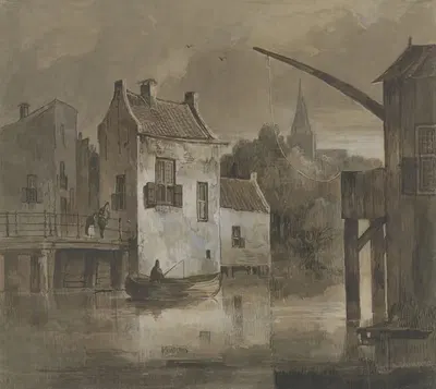 Городской пейзаж, вечером by Рейньер Крейвангер, 1822-1880 — digital art print download