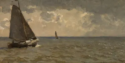 Лодка на море (бурная погода) by Виллем Бастиан Толен, 1905-1910 — digital art print download