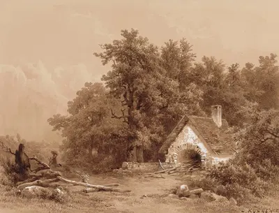 Forest Border by Петер Людвиг Кюнен, 1875 — digital art print download