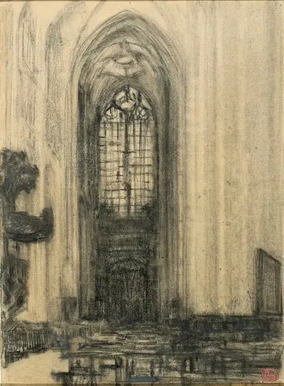 Interior of Saint-Peter's Church in Louvain by Alfred Delaunois — digital art print download