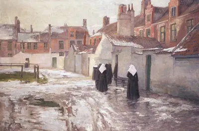 Морг (Бегинаж Onze-Lieve-Vrouw Ter Hoye в Генте) by Каролус Тремери, 1899 — digital art print download