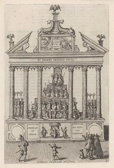 Political Theatre by Pieter van der Borcht the elder, 1602 — digital art print download