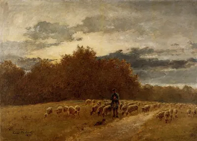 Пейзаж с пастухом by Сезар Де Кок, 1899 — digital art print download