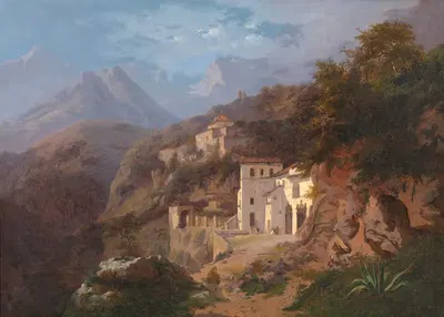 Капуцинский монастырь в Ла Кава (Салерно) by Эдуар Де Винь, 1838 — digital art print download