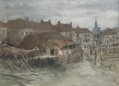 Shipbuilding Yard by Gustave Den Duyts, 1888 — digital art print download