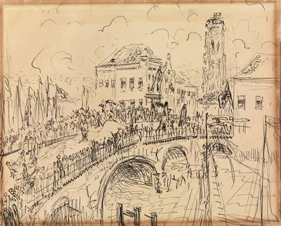 Cavalcade on Hoogbrug in Mechelen – Opsinjoorke by Рик Вутерс, 1911 — digital art print download