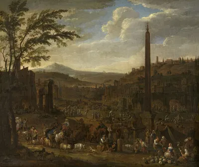 Italianate Landscape with Market Scene by Peeter van Bredael — digital art print download