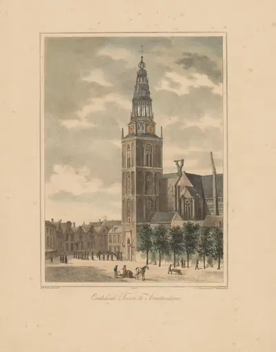 Башня Оудекерк в Амстердаме by Авраам Винкелес, 1827 - 1900 — digital art print download
