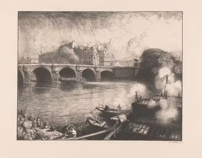 Новый мост (Париж) by Огюст Лепер, 1913 — digital art print download