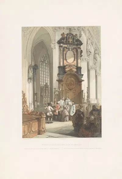 Interior of the church of Notre Dame du Sablon at Brussels by François Stroobant, 1852 - 1878 — digital art print download