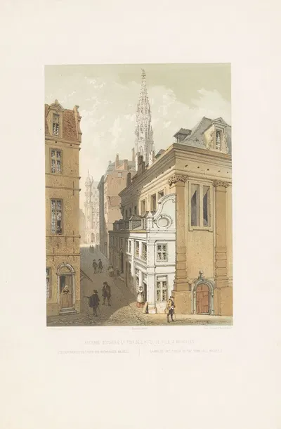 Shambles and tower of the town hall, Brussels by François Stroobant, 1852 - 1878 — digital art print download