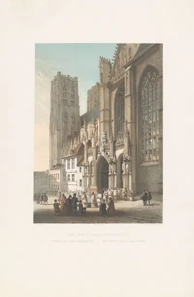 South portico to St Gudule's church at Brussels by François Stroobant, 1852 - 1878 — digital art print download